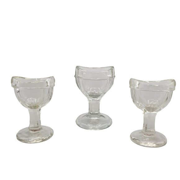 Vintage Gulfport Clear Glass Eye Wash Paneled Glass Set Of 3 - Picture 3 of 4